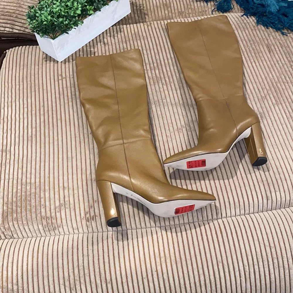 SAM EDELMAN RAAKEL CHOCOLATE LEATHER TALL BOOTS 8.5M BRAND NEW. no box - Picture 2 of 13
